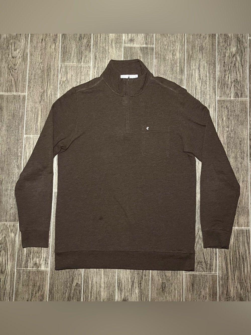 Criquet Men’s 1/4 Zip Pullover Sweatshirt Brown Long Sleeve Size Medium